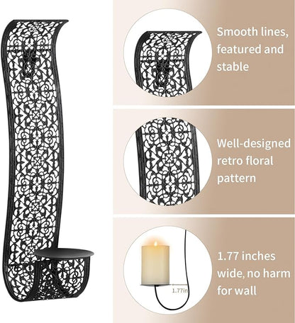 Sziqiqi Wall Candle Holder Decorative Candle Sconces - Wall-Mount Pillar Candles Holders for Living Room, Bathroom, Farmhouse, Wedding - Set of 2