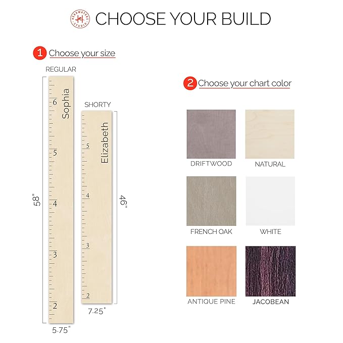 HEADWATERS STUDIO Personalized Growth Chart for Wall - Kids Height Ruler, Wooden Growth Chart for Kids, Wall Ruler for Kids Height Measurement and Height Growth Chart for Home - Kids Sizing Chart