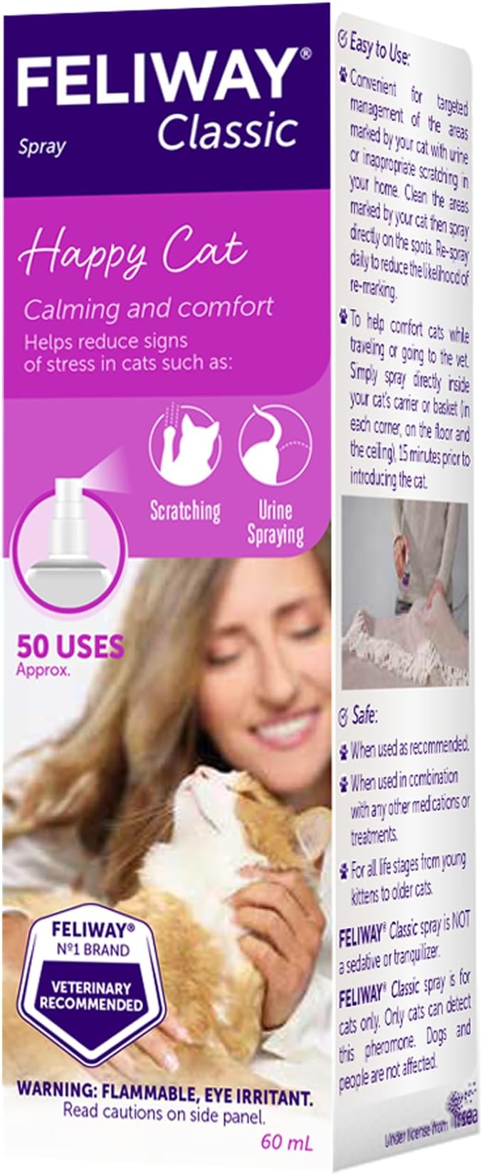 FELIWAY® Classic Cat Calming Spray, 60ml - Comforts Cats at Home and On the Go and Helps to Calm During Travel-Mewly Pet