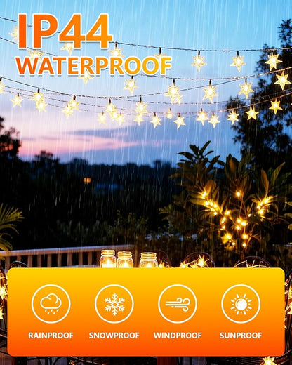 Twinkle Star 100 LED Star String Lights, 33FT Plug in Fairy String Lights Waterproof, Extendable for Indoor, Outdoor, Wedding Party, Christmas Tree, New Year, Ramadan, Garden Decoration, Warm White