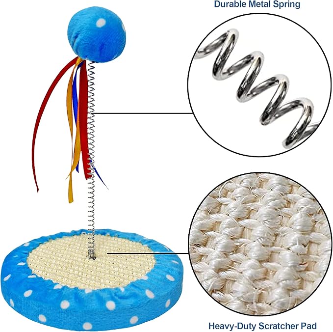 Cat Tree with Toy Ball, Interactive Cats Scratcher Toys with Colorful Ribbons, Play kat Tree, Fun, Entertaining for Large Cats and Small Kittys-Mewly Pet