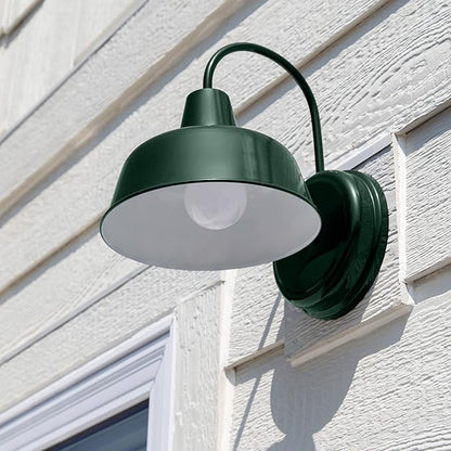 Mason Barn Light Indoor/Outdoor Wall Mount Modern Industrial Farmhouse Design House Wall Light for Patio, Garage, Bathroom, Office, Kitchen, 8-Inch, Forest Green, 579342