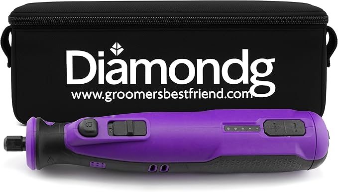 Diamondg Cordless Dog Nail Grinder with Quiet Sound & LED Tip for Large & Small Dogs, 4hrs. Runtime - Electric Dog Nail Trimmer, Heavy Duty Rotary Tool Alternative to Toenail Clippers & Filers-Mewly Pet