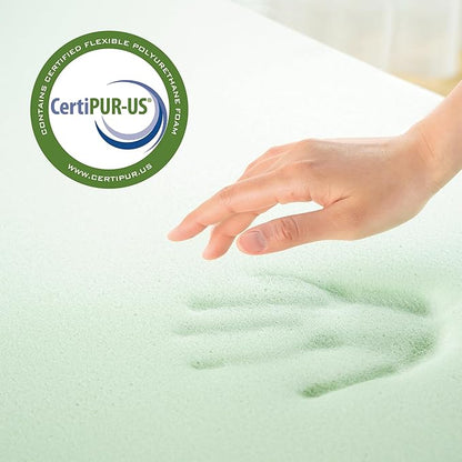 ZINUS 2 Inch Green Tea Memory Foam Mattress Topper, Smaller, More Convenient WonderBox Packaging, Pressure-Relieving Layers, CertiPUR-US Certified, King