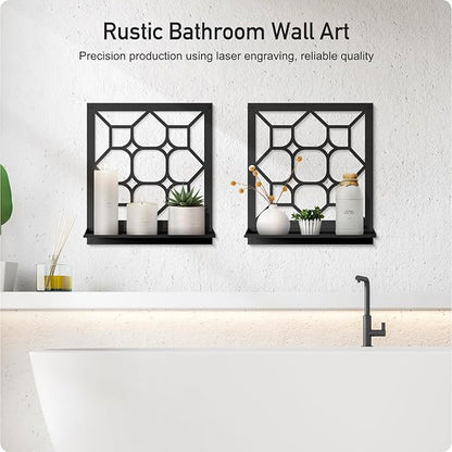 Classical Candle Wall Sconce, Black Bathroom Wall Decor, Farmhouse Wall Art for Living Room Bedroom Bathroom (2 Pack 11.8 x 13 in)