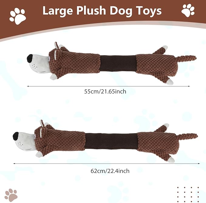 Squeaky Dog Toys with Crinkle Paper, Tough Puppy Toys and Plush Dog Chew Toy, Interactive Tug of War Dog Toy for Small, Medium and Large Breed Dogs-Mewly Pet