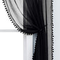 Treatmentex Modern Black Sheer Curtains for Studio 72 inches Long Bedroom Curtain Panels Living Room Bedroom Pom Pom Window Drapes 2-Pack