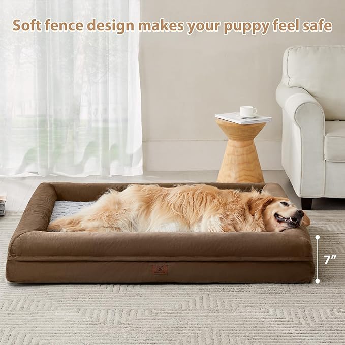 WNPETHOME XXL Extra Large Dog Bed, Washable Dog Couch with Removable Waterproof Cover, Orthopedic Large Pet Sofa Bed with Bolster Sides for Sleeping-Mewly Pet