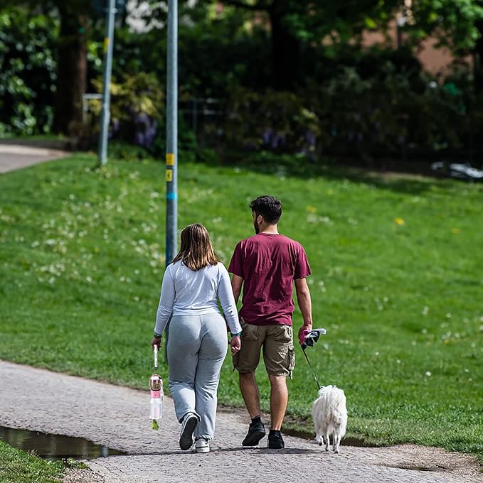 Dog Water Bottle with Food Container & Poop Bag Holder, Travel Water Bowl, Portable Pet Dispenser, Girl Dog Accessories Stuff Items Essentials Gift for Yorkie Chihuahua Walking Hiking-Mewly Pet
