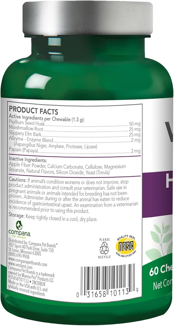Vet’s Best Cat Hairball Relief Digestive Aid, Vet Formulated Hairball Support Remedy, Hairball Relief for Cats, Classic Chicken Flavor, 60 Chewable Tablets-Mewly Pet