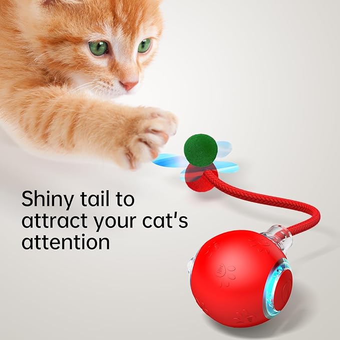 Interactive Cat Toys for Indoor Cats - Kitten Toy with Speedy Tail 2.0, Automatic Cat Toys for Bored Indoor Adult Cats, Motion-Activated, 2025 New Upgraded, USB Rechargeable (Red)-Mewly Pet