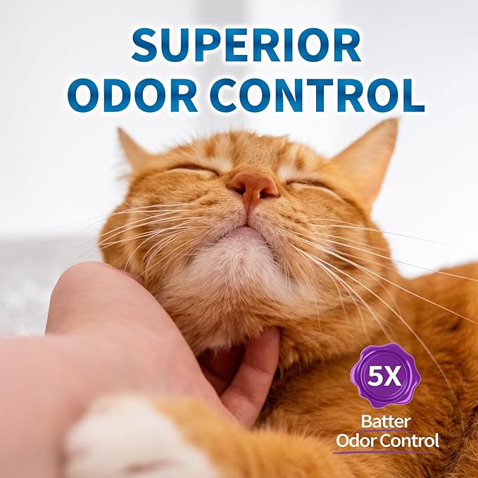 Made4Pets Cat Litter Crystals, Non Clumping Cat Litter Odor Control Kitty Litter Non Clumping No scooping Low Dust, Low Tracking, Lightweight, Dehydrates Waste, Lavender – 25.8 lbs (6 x 4.3 lb Packs)-Mewly Pet