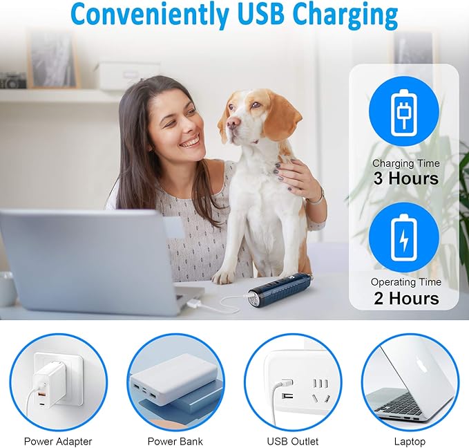 Casfuy Dog Nail Grinder with 2 LED Light - 4.8V Super Powerful 2-Speed Electric Pet Nail Trimmer for Medium Large Dogs Quiet Rechargeable Painless Paws Grooming & Smoothing Tool (Dark Blue)-Mewly Pet