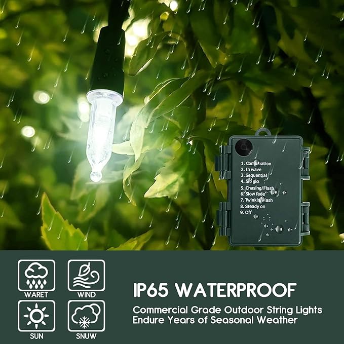 KOUQIYA Battery Operated Christmas Lights 4 Pack, 17ft 50 LED Mini String Light with Auto-Timer 8 Modes Waterproof Tree Lights (Cool White)