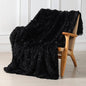 Tuddrom Decorative Extra Soft Faux Fur Blanket Queen Size 80" x 90",Solid Reversible Fuzzy Fluffy Cozy Plush Fleece Comfy Microfiber Fur Blanket for Couch Sofa Bed,Black