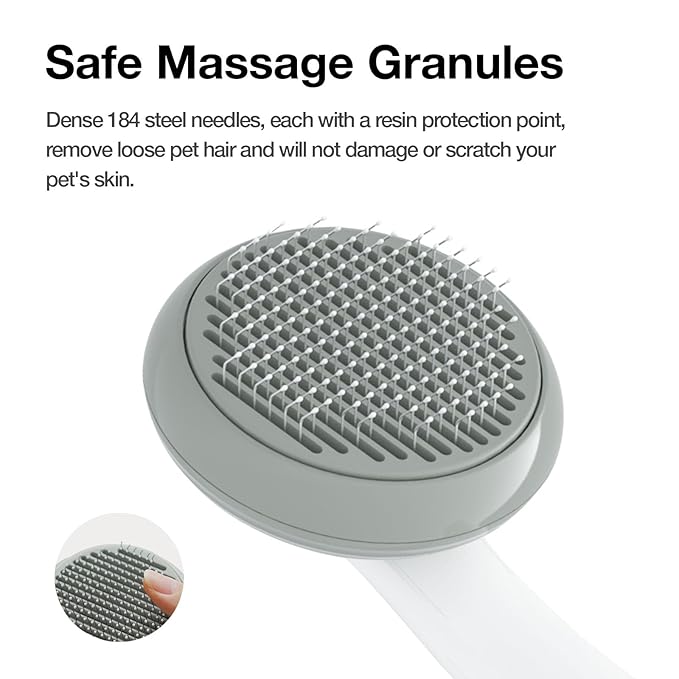 Cat Brush for Shedding, Pet Grooming Self Cleaning Slicker Brush for Cats & Dogs, Grey-Mewly Pet