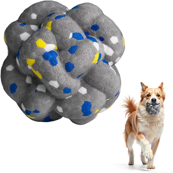 Upgrade Dog Balls Interactive Toys for Aggressive Chewers, Indestructible Tennis Durable Bouncy for Fetch Game, Lightweight Floating, Grey-Mewly Pet