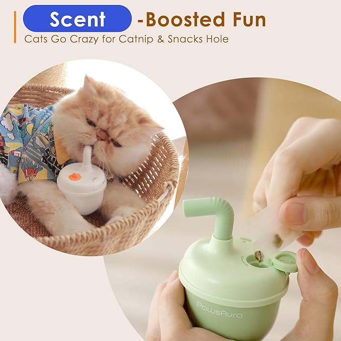 Automatic Laser Cat Interactive Toy - Self-Balancing 360° Auto-Spin Laser Pointer with Catnip Hole, Triple-Sensory – Kitten Sight, Smell & Touch, Boredom Relief Toys for Indoor Adult Cats-Mewly Pet