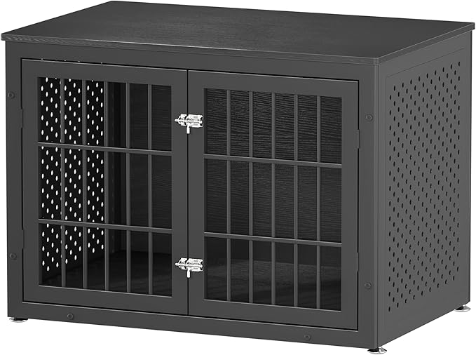 38" Heavy Duty Dog Crate Furniture for Large and Medium Dogs,Wooden Metal Kennel for High Anxiety Dogs, Chew Proof Pet Cage Indoor, Decorative Dog Kennel End Table-Mewly Pet