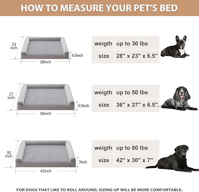 BFPETHOME Dog Beds for Large Dogs, Orthopedic Dog Bed for Medium Large Dogs,Big Waterproof Couch Pet Bed with Removable Washable Cover-Mewly Pet