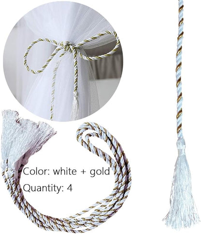 Bed Canopy, Canopy Bed Curtains Bed Drapes for Full Queen King Size Bed Mosquito Net Bed Canopy Curtains for Patio Indoor Outdoor Room Decor Screen Netting Canopy Curtains White