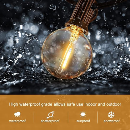 LED 30FT Outdoor String Lights with Remote Waterproof Patio Lights 27 Dimmable G40 Bulbs, Outdoor Globe String Lights Decorative Backyard Bistro Garden Balcony Cafe Lights