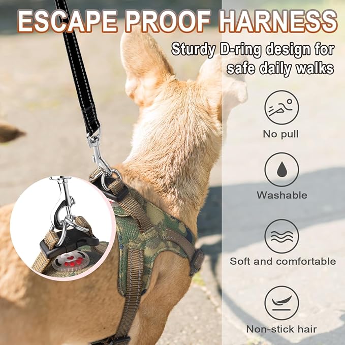 Dog Harness Step in Dog Vest Harness, Reflective Adjustable Puppy No Pull Harness Breathable Soft for Small and Medium Dogs Cats, Camo, XXS-Mewly Pet