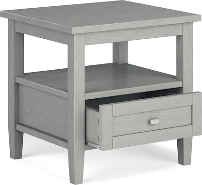 SIMPLIHOME Warm Shaker SOLID WOOD 20 Inch Wide Rectangle Transitional End Side Table in Fog Grey, For the Living Room and Bedroom
