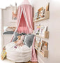 Bed Canopy with Pom Pom for Kids Crib Baby Girl Netting Cover Canopy Crib Curtain Reading Nook Hanging Tent Nursery Play Game Castle Room Decoration (Pink)
