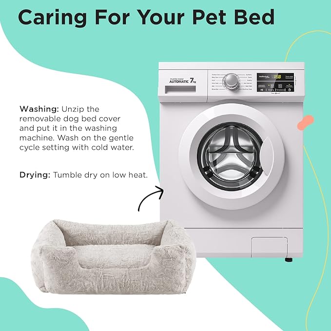 Best Friends by Sheri Lux Lounge Bed Calming Faux Fur Dog Bed, Oyster, Cream, Medium, 30" x 20"-Mewly Pet