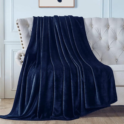 Walensee Fleece Blanket Plush Throw Fuzzy Lightweight (California King Size 108x102navy Blue) Super Soft Microfiber Cal King Size Flannel Blankets for Couch, Bed, Sofa Warm and Cozy for All Seasons