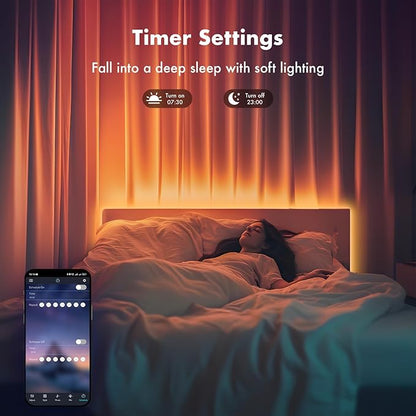LED Lights for Bedroom, 2025 Double Row 100FT 960LEDs RGB Strip Lights Music Sync Color Changing LED Lights, APP+44Key Remote Control Timed Dimming for Bedroom Home Decor(2Rollsof50FT)