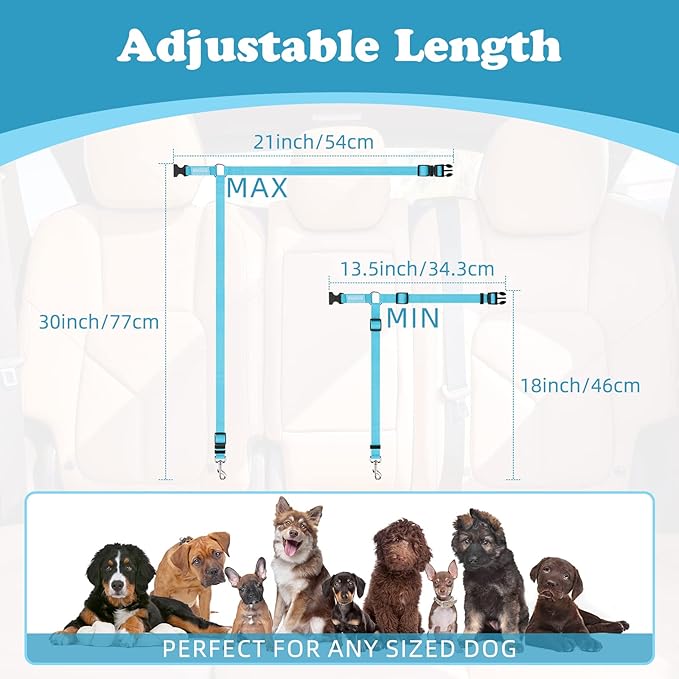 BWOGUE Pet Dog Cat Seat Belts, Car Headrest Restraint Adjustable Safety Leads Vehicle Seatbelt Harness (1 Pack)-Mewly Pet