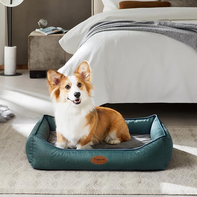 Orthopedic Dog Beds for Medium Dogs, Durable Egg Crate Foam Sofa Dog Bed wit Washable Removable Cover,Waterproof Lining,Pet Bed for Large Dogs (Olive Green, 31.5" L x 25.2" W x 7" Th)-Mewly Pet