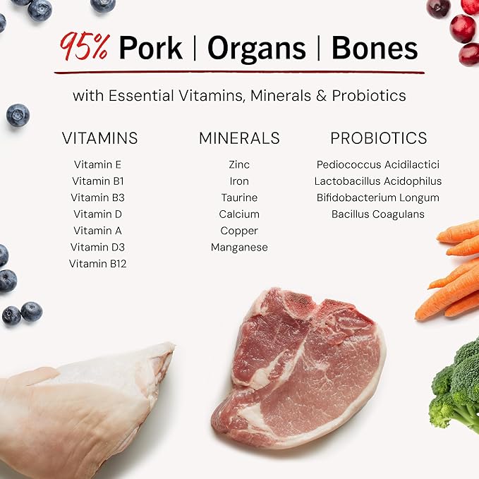 Stella & Chewy's Freeze-Dried Raw Dinner Patties - Purely Pork Recipe - High Protein Grain-Free Puppy & Dog Food - Perfect For Picky Eaters - 14 oz-Mewly Pet