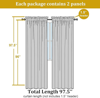 OWENIE Gold Sheer Curtain 96 Inch Long 2 Panels Set, Light Filtering Clear Rod Pocket Soft Sheer Curtain 95 for Bedroom/Living Room, 2Pcs, Each 42" W x 96" L,Gold