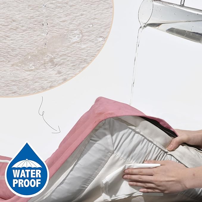 Comfort Expression Large Dog Beds Waterproof Orthopedic Foam Dog Beds for Large Dogs Sofa Comfy Pet Bed with Non-Slip Bottom & Washable Removable Cover(Pink)-Mewly Pet