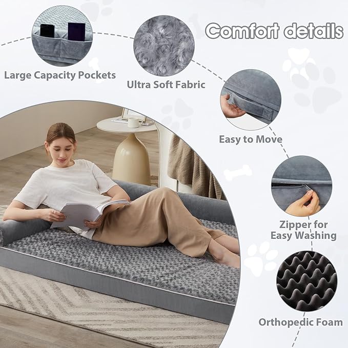 BFPETHOME Dog Beds for Large Dogs, Orthopedic Dog Bed for Medium Large Dogs,Big Waterproof Couch Pet Bed with Removable Washable Cover-Mewly Pet