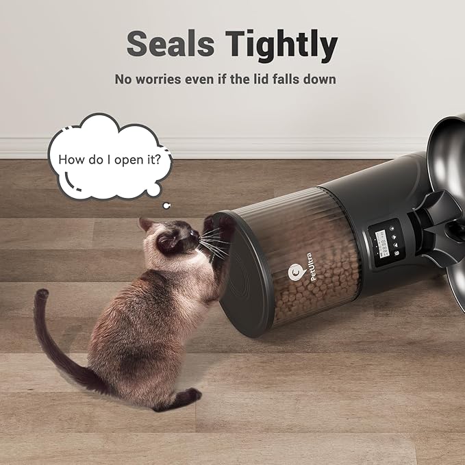 Automatic Cat Feeder for 2 Cats - 16 Cups/4L Timed Auto Pet Feeder with Portion Control (1-6 Meals), Dual Power& Easy to Clean for Indoor Cats & Small Dogs-Mewly Pet