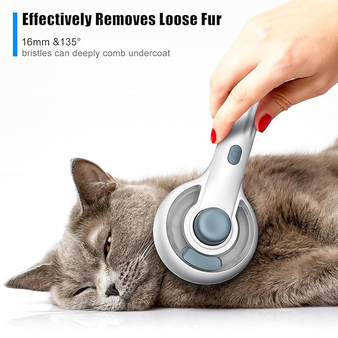 Cat Steam Brush for Indoor Cats – 3-in-1 Grooming Tool with Water Spray, Self-Cleaning Hair Comb for Long & Short Haired Cats and Dogs-Mewly Pet