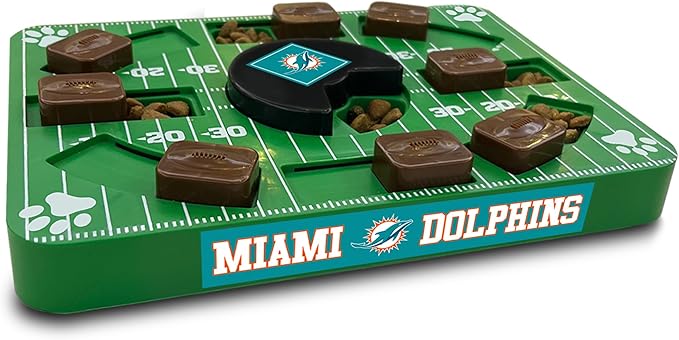 Pets First NFL Miami Dolphins Puzzle, Interactive Dog Treat Puzzle Toy-Mewly Pet