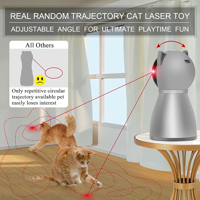Laser Cat Toys for Indoor Cats,The 4th Generation Real Random Trajectory Motion Activated Rechargeable Automatic Cat Laser Toy,Interactive Cat Toys for Bored Indoor Adult Cats/Kittens (Gray)-Mewly Pet