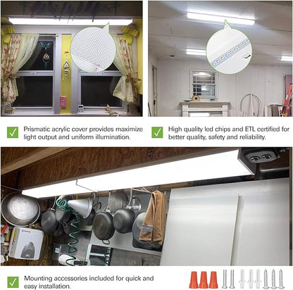 hykolity 4FT LED Wraparound Light, 40W, 4400lm, 4000K, [2-lamp 32W Fluorescent Equiv.], 4 Foot LED Wrap Light Fixture, Flush Mount Office Ceiling Light for Garage, Office, Kitchen, ETL Listed