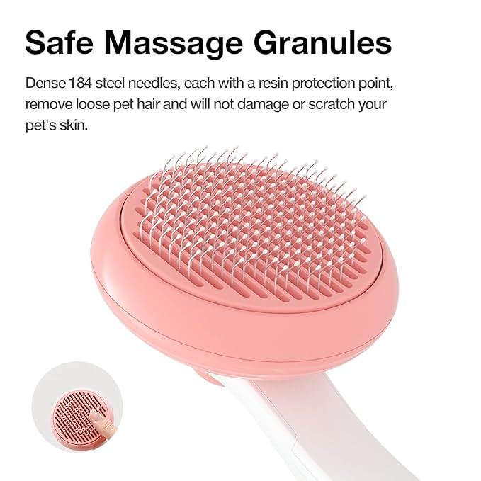 Pet Grooming Self-Cleaning Slicker Brush for Cats & Dogs, Effortlessly Removes Tangles, Loose Undercoat and Mats (Pink, 2 Pack)-Mewly Pet