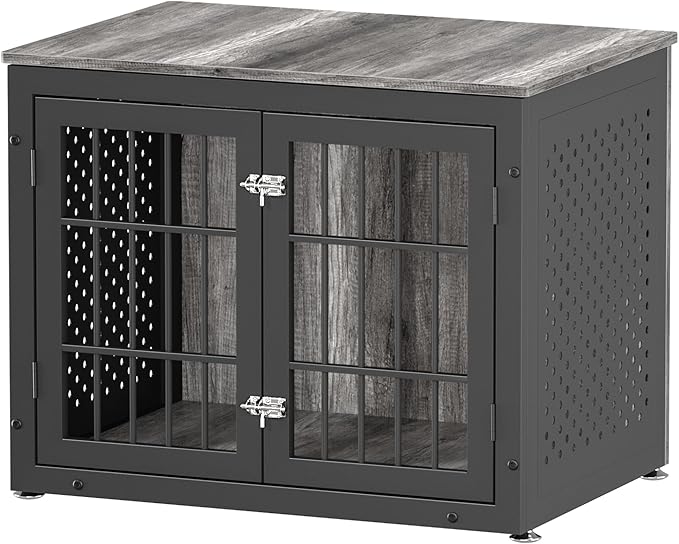 32" Heavy Duty Dog Crate Furniture for Small and Medium Dogs, Metal Kennel for High Anxiety Dogs, Chew Proof Pet Cage Indoor, Decorative Dog Kennel End Table-Mewly Pet