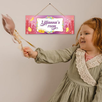 Custom Girl/Boy Name Sign Personalized Children Decor Sign For Kids Bedroom,Castle Tent, Christmas And Wall Sign 5x13 Inches, ACM, Made in USA
