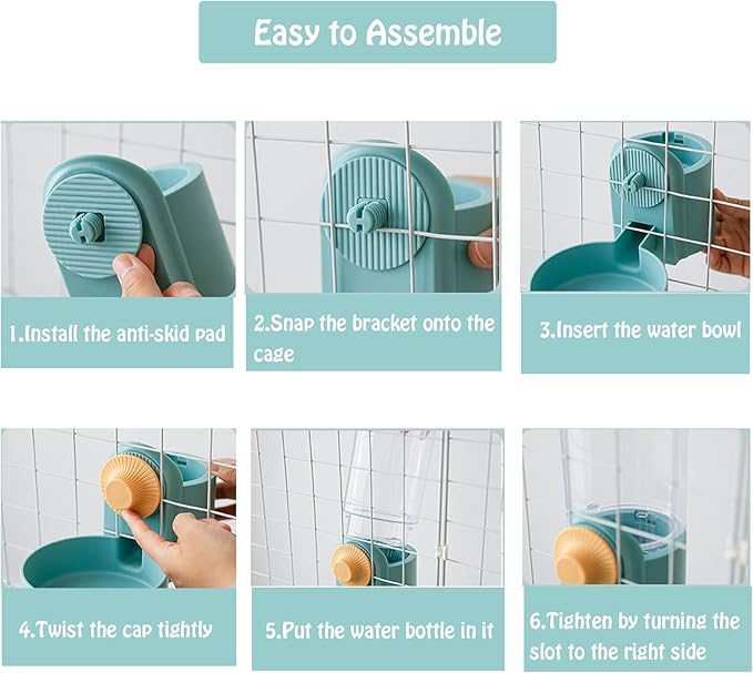 Hanging Automatic Rabbit Water Dispenser, Auto Dog Kennel Water Dispenser 35OZ Gravity Bunny Feeder, Dog Cage & Crate Waterer for Rabbit Guinea Pig Hedgehog Ferret Kitty Puppy-Mewly Pet