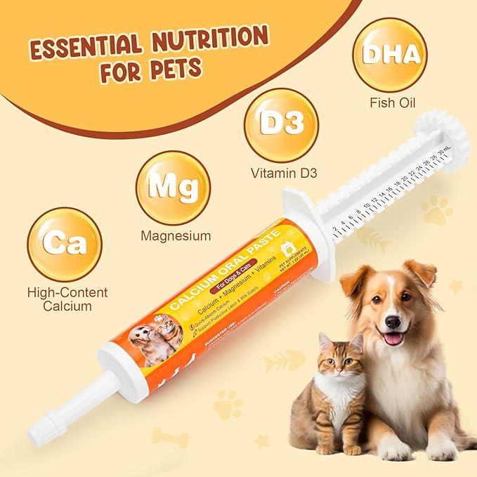Oral Calcium for Dogs & Cats, Puppy Whelping Supplies-Supporting Milk Production & Efficient Labor, Daily Dog Calcium Supplement for Rapid Absorption & Recovery, 1 Oz-Mewly Pet