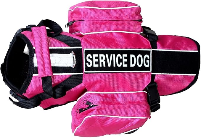 Serijoars Dog Vest Harnesses with Saddlebag Backpack for Camping & Travel - Reflective Hound Hiking Backpack Saddle Bag - Lightweight Vest Harness for Medium & Large Dogs (Hot Pink, M)-Mewly Pet