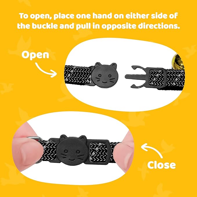 BirdsBeSafe® Break Away Cat Collar with Bell, Reflective Thread for Night Visibility, Comfortable Elastic Stretch Cat Collar to Protect Cat from Getting Stuck in The Garden.-Mewly Pet